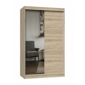 PAOLO - Armoire à 2 portes coulissantes - 1 miroir - L. 120 cm - Dressing de chambre 2 portes