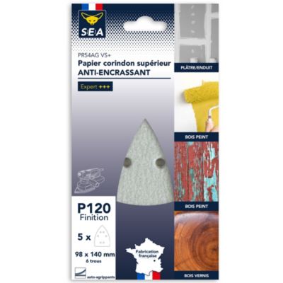 Papier abrasif anti-encrassant delta 98 x 140 mm grain 120, lot de 5