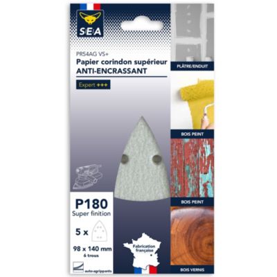 Papier abrasif anti-encrassant delta 98 x 140 mm grain 180, lot de 5