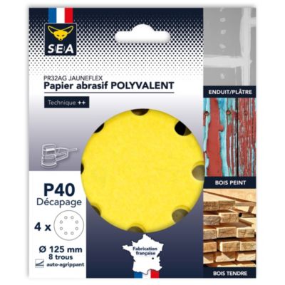 Papier abrasif corindon ø125 mm grain 40, lot de 4