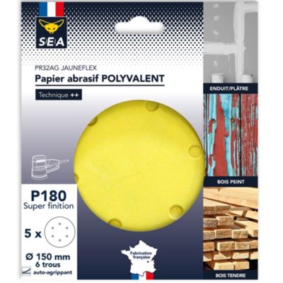 Papier abrasif corindon ø150 mm grain 180, lot de 5