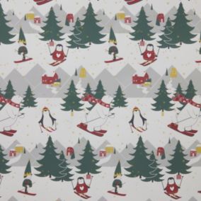 Papier cadeau Noël motif sapin vert et blanc l.70 cm x L.4m