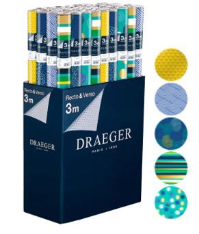 Papier cadeau fêtes ni-vase de pivoines 3m Draeger - 5 motifs