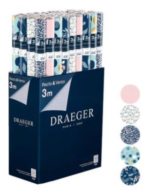 Papier cadeau fêtes ni-vase de pivoines 3m Draeger - 5 motifs