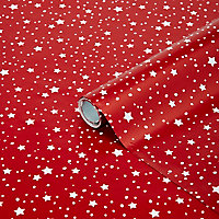 Papier cadeau neige et étoiles rouges 4m