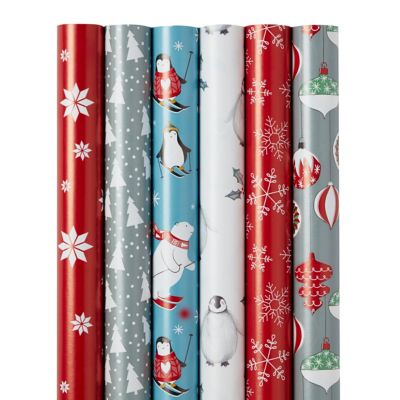 Papier cadeau Noël motif pingouin blanc l.70 cm x L.4m