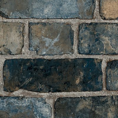 Papier peint à motif vinyle intissé GoodHome Elba aspect terre cuite bleu marine et ocre