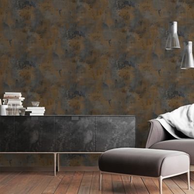 Papier peint à motif vinyle intissé GoodHome Fuch effet béton bleu marine