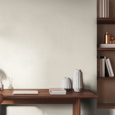Papier peint à peindre vinyle intissé à rayures blanc L. 2500 x l. 106 cm GoodHome Hedera