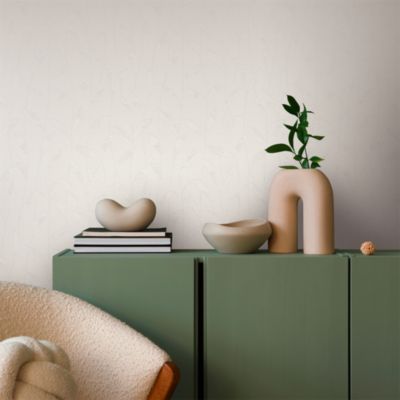 Papier peint à peindre vinyle intissé texturé feuillage blanc L. 1005 x l. 53 cm GoodHome Beeston