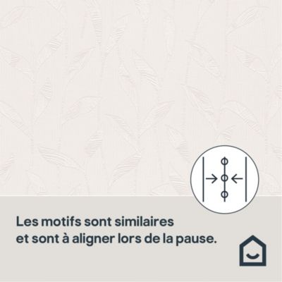Papier peint à peindre vinyle intissé texturé feuillage blanc L. 1005 x l. 53 cm GoodHome Beeston