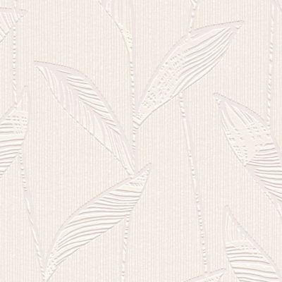 Papier peint à peindre vinyle intissé texturé feuillage blanc L. 1005 x l. 53 cm GoodHome Beeston