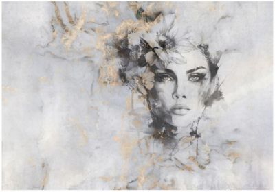 Papier Peint Abstrait Marbre Femme Intissé Panoramique 150x105 cm - Colle Inclus - Chambre et Salon - Moderne Papier Peint
