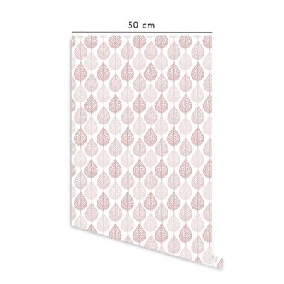 Papier peint adhésif feuilles rose en vinyle lavable et amovible - 1 rouleau 50x300 cm - Decochic