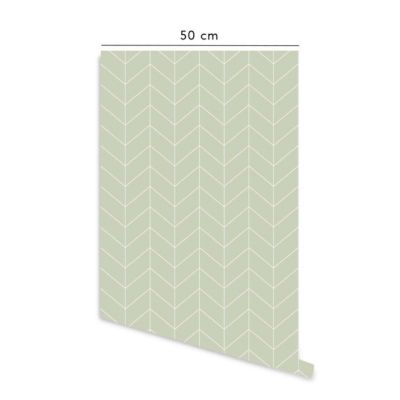 Papier peint adhésif style scandinave vert et blanc en vinyle lavable et amovible - 1 rouleau 50x300 cm - Decochic