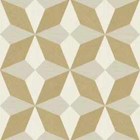 Papier peint architecture intissé géométrique paille doré