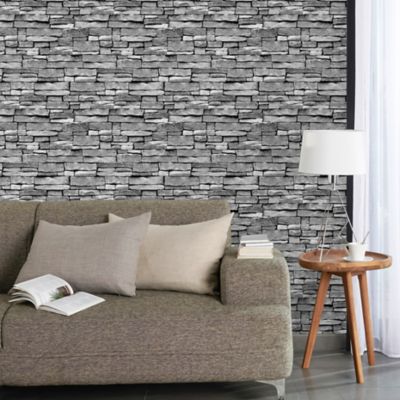 Papier peint Arrou gris motif pierre L.10m x l.53 cm