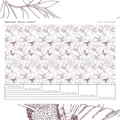Papier peint art déco avec oiseaux seigneurial - 170x260 cm (l x h)