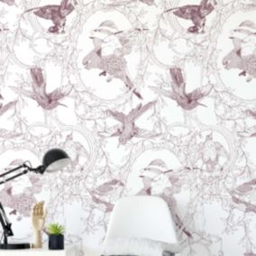 Papier peint art déco avec oiseaux seigneurial - 510x260 cm (l x h)