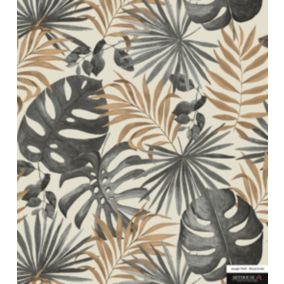 Papier Peint Arthouse Jungle Wall motif feuillage noir beige et blancL.100,5 x l.53 cm
