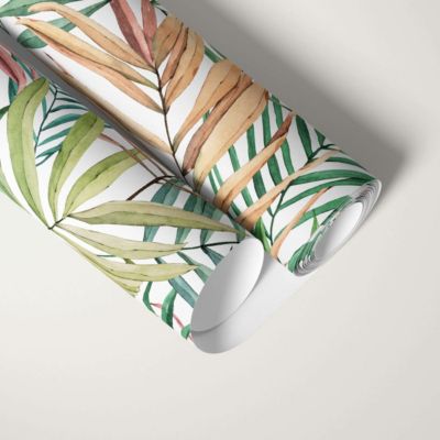Papier peint avec grandes feuilles tropicales brun doré - 425x260 cm (l x h)