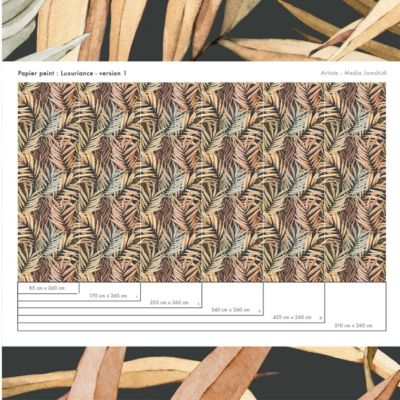 Papier peint avec grandes feuilles tropicales brun doré - 425x260 cm (l x h)