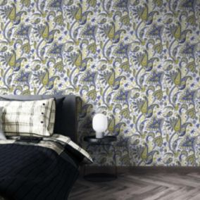 Papier peint avec motifs orientals blanc - 255x260 cm (l x h)