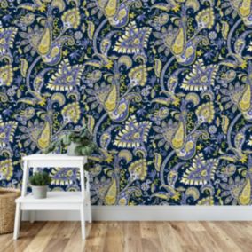 Papier peint avec motifs orientals bleus - 255x260 cm (l x h)