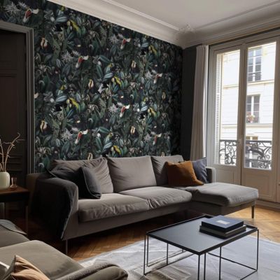 Papier peint avec plantes tropicales et toucans - 340x260 cm (l x h)