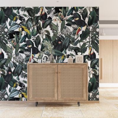 Papier peint avec plantes tropicales et toucans - 425x260 cm (l x h)