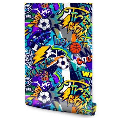 Papier Peint BALLE Graffitis Colorés Pour Chambre D'Enfant