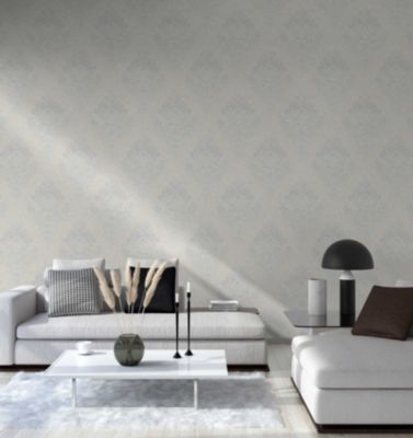 Papier peint baroque damassé (10mx 0.53 m - Gris Perle)