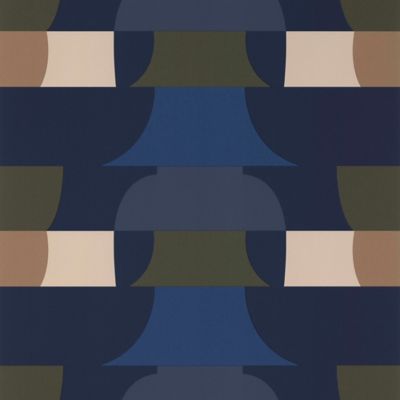 Papier peint Bensimon vinyle intissé déco seventies bleu