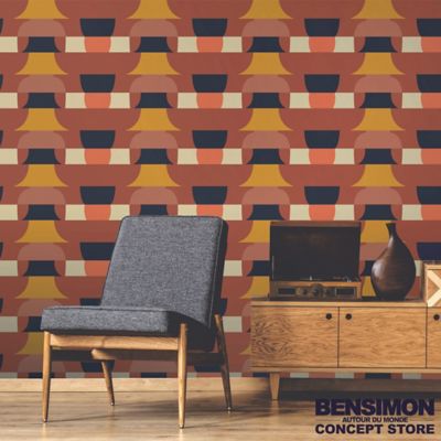 Papier peint Bensimon vinyle intissé déco seventies Noisette