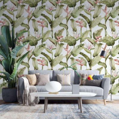 Papier peint botanique avec fleurs et plantes tropicales - 340x260 cm (l x h)
