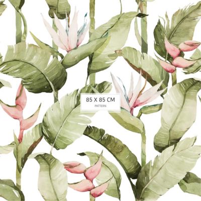 Papier peint botanique avec fleurs et plantes tropicales - 340x260 cm (l x h)