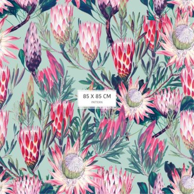 Papier peint botanique avec fleurs tropicales - 425x260 cm (l x h)