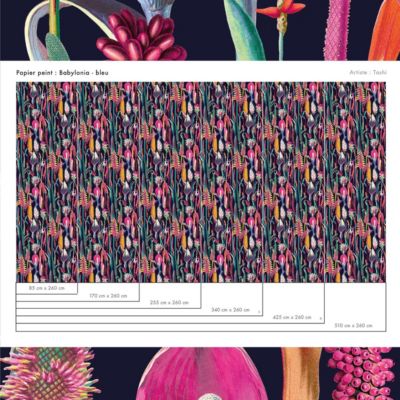 Papier peint botanique et moderne avec plantes et fleurs - 510x260 cm (l x h)