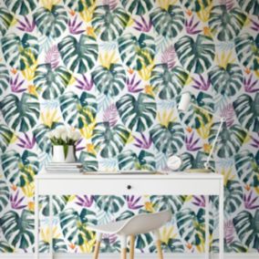 Papier peint botanique et plantes tropicales - 170x260 cm (l x h)