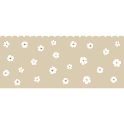 Papier peint découpé préencollé, soubassement, festonné, fleuri, beige, fleurs, raccordable, 83 cm X 195 cm