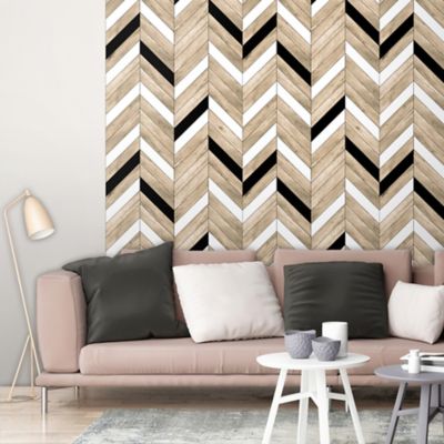 Papier peint duplex chevron beige noir