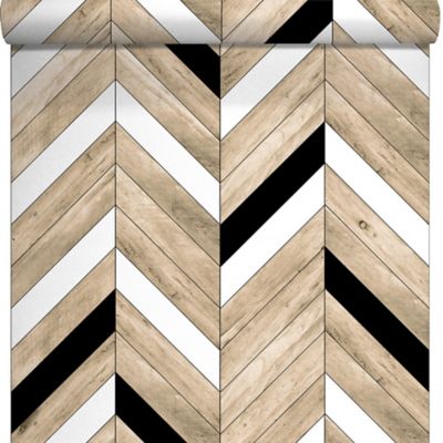 Papier peint duplex chevron beige noir