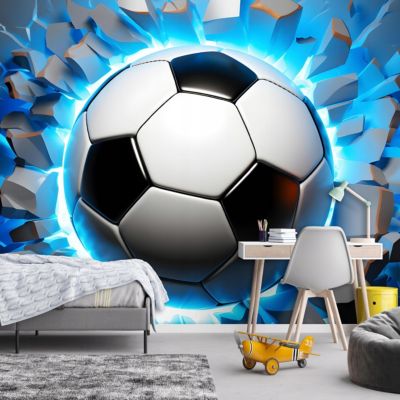 Papier Peint Enfant Football Intissé Panoramique 200x140 cm - Colle Inclus - Chambre Enfant - Moderne Papier Peint