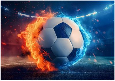Papier Peint Enfant Football Sport Intissé Panoramique 250x175 cm - Colle Inclus - Chambre Enfant - Moderne Papier Peint