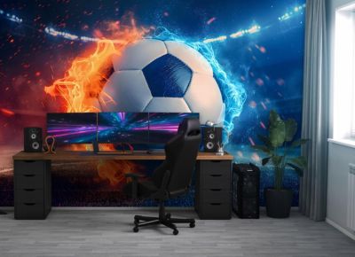 Papier Peint Enfant Football Sport Intissé Panoramique 250x175 cm - Colle Inclus - Chambre Enfant - Moderne Papier Peint