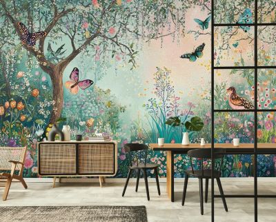 Papier Peint Enfant Foret Animaux Intissé 350x250 cm - Colle Inclus - Moderne XXL Papier Peint por Enfant