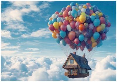 Papier Peint Enfant Intissé Panoramique Pour Enfant Chhambre Sky Ballons 350x250