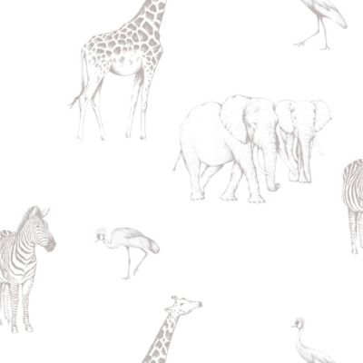 Papier peint enfant Motif Tanzanie Gris clair 300x250cm