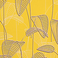 Papier peint expansé sur intissé Stitch palme jaune