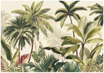 Papier Peint Feuilles Jungle Vert Intissé Panoramique Pour Chambre Cuisine 400x280 cm